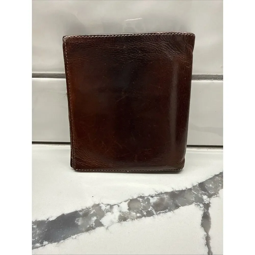 Vintage BOSCA Water Buffalo Bi-Fold Leather Wallet 4.5” X 4.5”